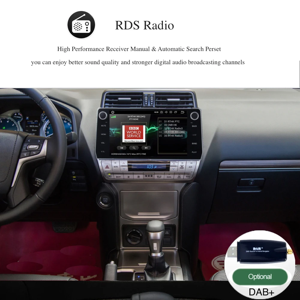 Discount Android 8.0/7.1 2 din Car radio GPS  for Toyota Prado headunit 2018 with 10.2" Touch Screen support 360 Factory camera 5