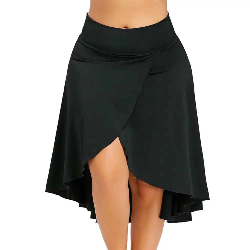 

Summer skirt high waist Polyester Casual Asymmetrical Fashion Women Casual Solid Ruffles Sexy Swing Party Skirt AD