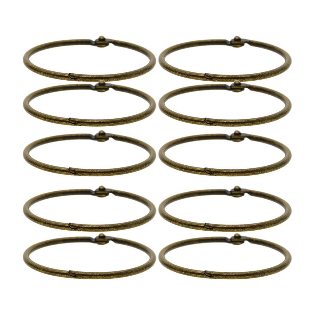 10 Pieces Round Shape Metal Paper Photo Album Book Loose Leaf Hinged Binder Ring Key Ring Keychain DIY Craft, Diameter 73mm