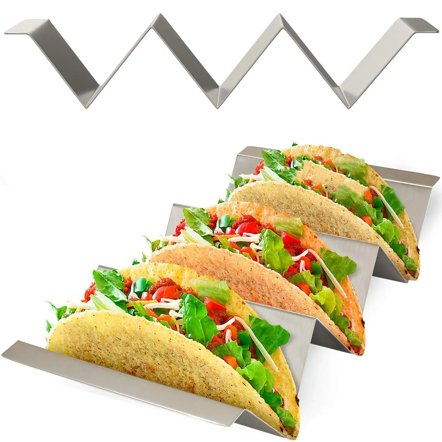 Taco держатель стенд с легкой ручки для переноски-4 Pack-стойки из нержавеющей стали для Taco Shell, Tortilla, Burrito, Fajita и многое другое