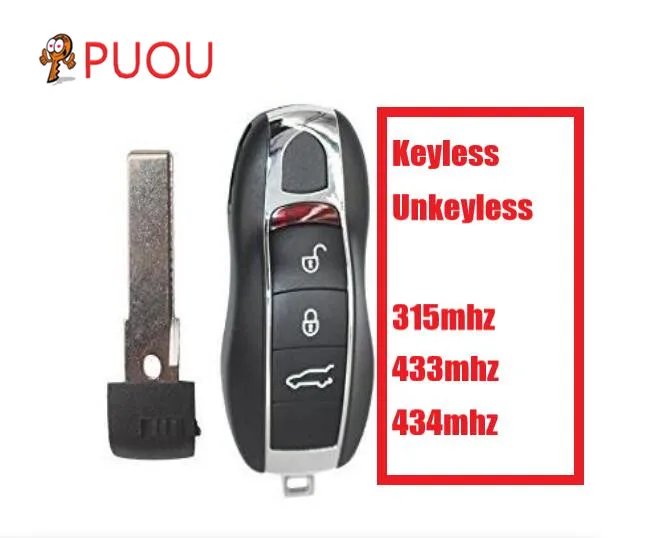 

3 button keyless/unkeyless Remote Control Key Fob Smart Car Key 315MHz 433MHz 434MHz Fit For Porsche Panamera Macan Cayman