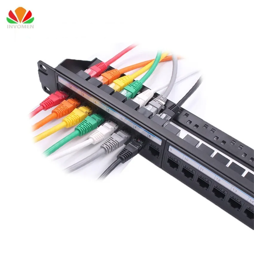 Новый 19 дюймовый 1U стеллаж 24 порта прямой через CAT6A патч панель RJ45 сетевой кабель
