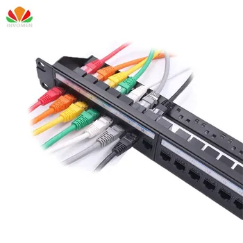 Новый 19in 1U стойка 24 порта прямой CAT6A патч-панель RJ45 сетевой кабель адаптер Keystone разъем Ethernet распределительная рама 1