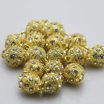 

10PCS Rhinestone beads Accessory buttons findings for snaps jewelry metal parts DIY Making Design magnetism Necklace Gold-Color