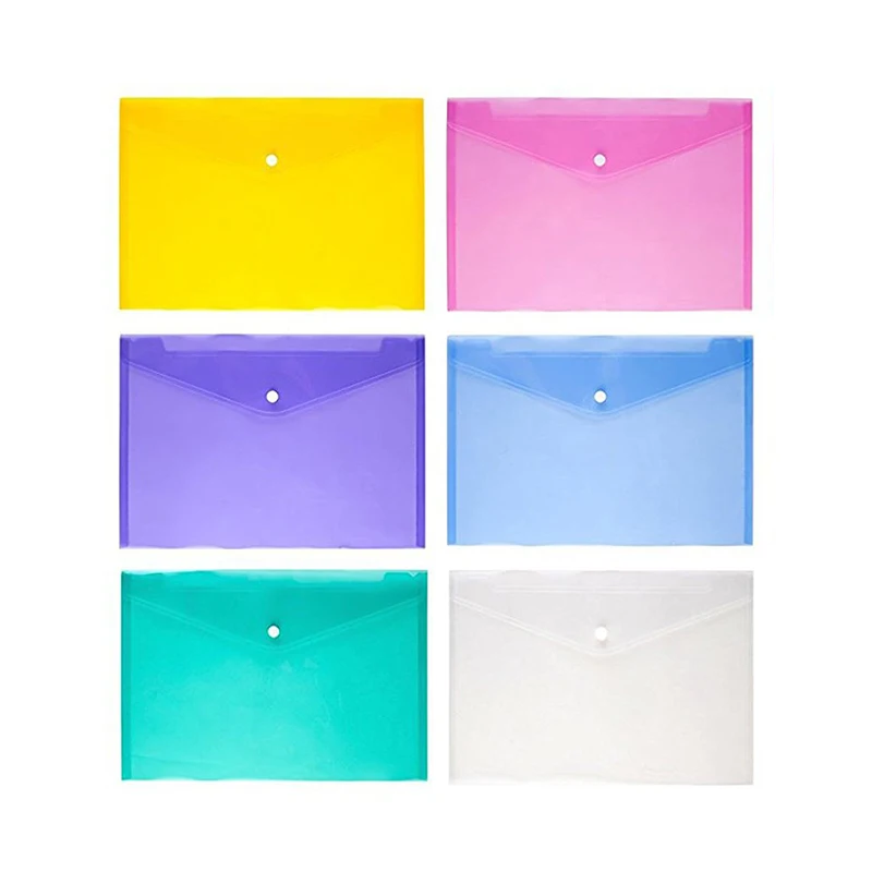 

A4 Clear Document Bag Paper File Folder Stationery School Office Letter Envelope Folder Translucent Case PP 6 Candy Colors