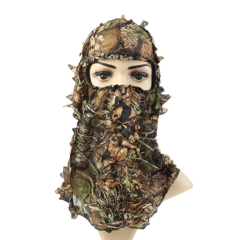 

Camouflage Hunting Ghillie Suit Caps Hood Green Leafy Head Net Eyehole Opening and Leaf Pattern Hunting Accessories C62