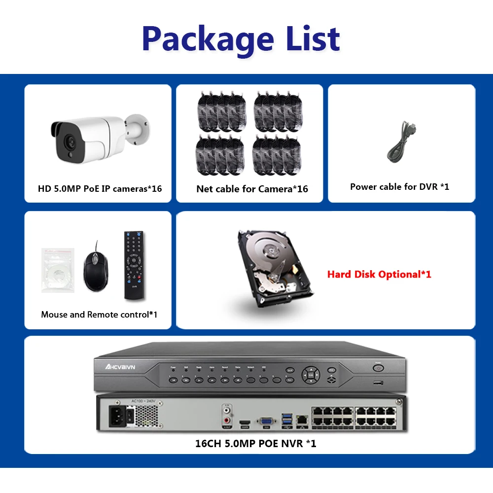 H.265 16CH 4K 5.0MP CCTV камера система POE NVR комплект 5MP Открытый Всепогодный IP67