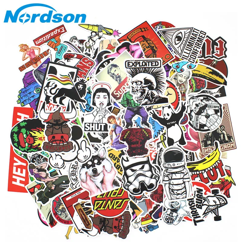 100 Pcs للماء مختلط DIY moto rcycle moto الدراجة سيارة ملصقات صائق المحمول الأمتعة لوح التزلج ملصق سيارة التصميم ملصق لاصق لامع ورائع