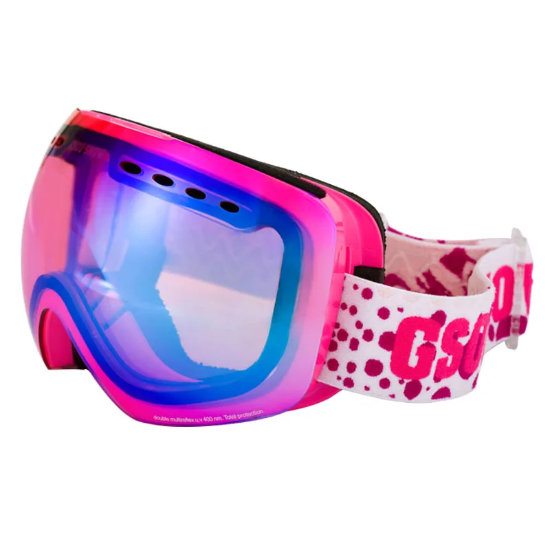 Взрослые двухслойные противотуманные лыжные очки, очки для катания на лыжах с очками, большие сферические очки для сноубординга, могут застревать близорукие линзы - Цвет: as shown
