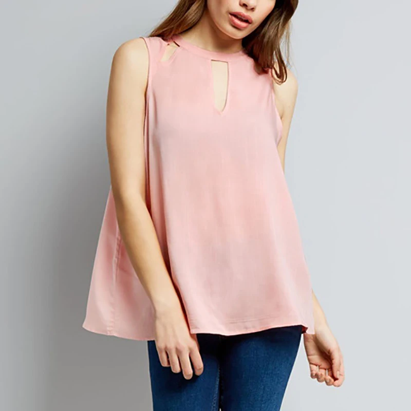 

Fashion Hollow Out Chiffon Shirt Women Summer Sleeveless Halter Blouses Loose Casual Solid Tops Blusa Feminina Plus Size S-6XL