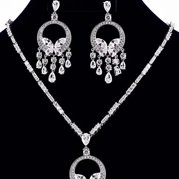 High-end European and American fashion bridal suite zircon Necklace Set High-end European and American fashion bridal suite zircon Necklace Set
