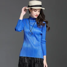 Модная женская Однотонная футболка в складку, три четверти