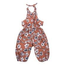Pudcoco/Новинка года; Летний комбинезон на лямках для маленьких девочек; комбинезон; штаны-шаровары; брюки; комбинезон с цветочным принтом; одежда