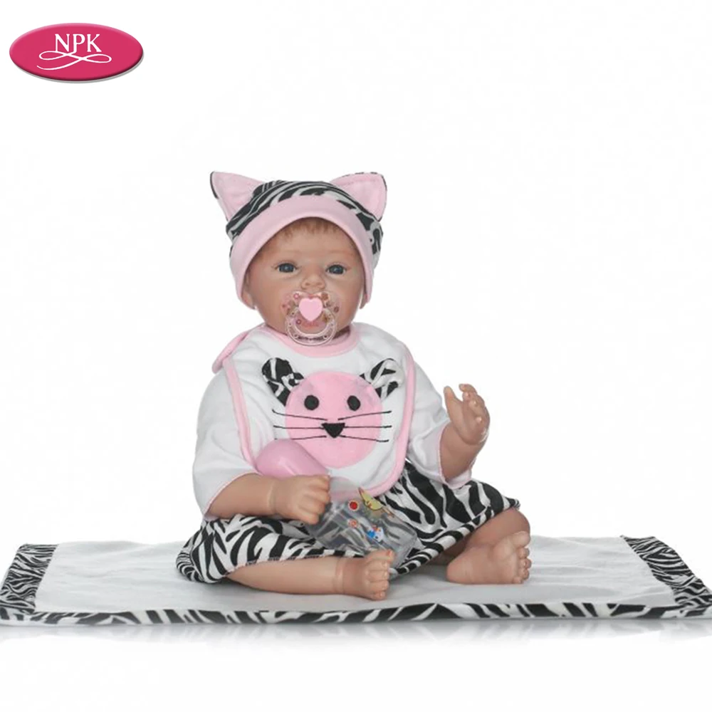 

NPK Real Handmade Girl Reborn Baby Doll 22 inch Silicone Lifelike Children Play House Playmate Soft Toys Brinquedo Reborn Menina