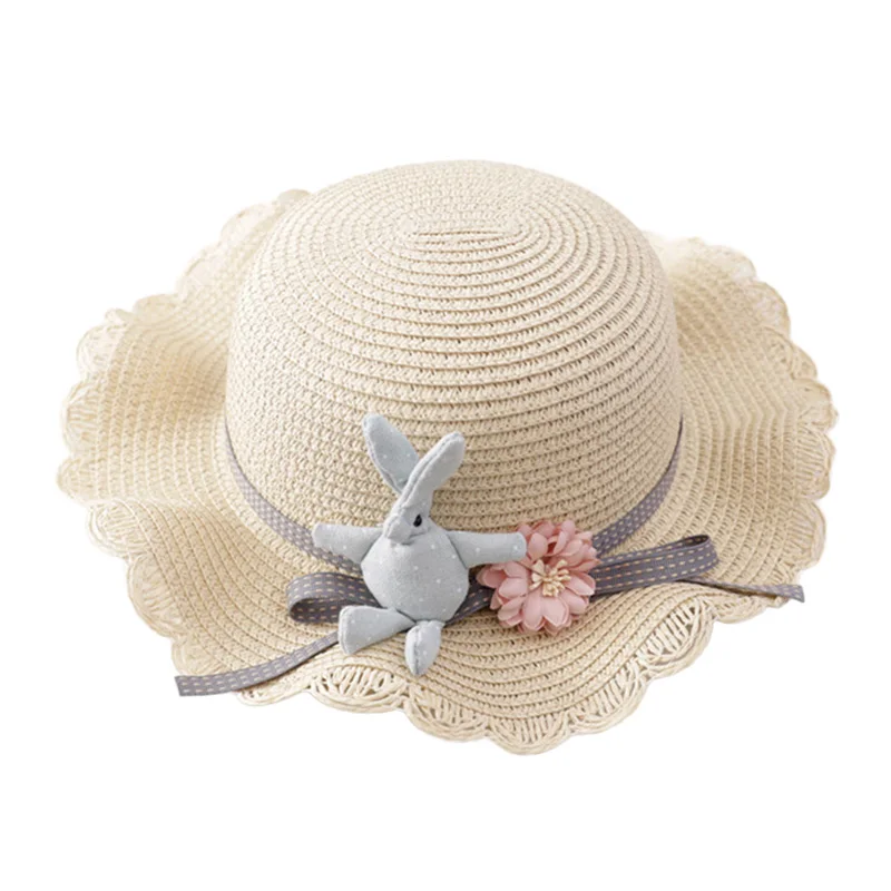 

Children Girl Fashion Flower Decor Rabbit Casual All-match Cute Sweet Breathable Sunscreen Sun Hat