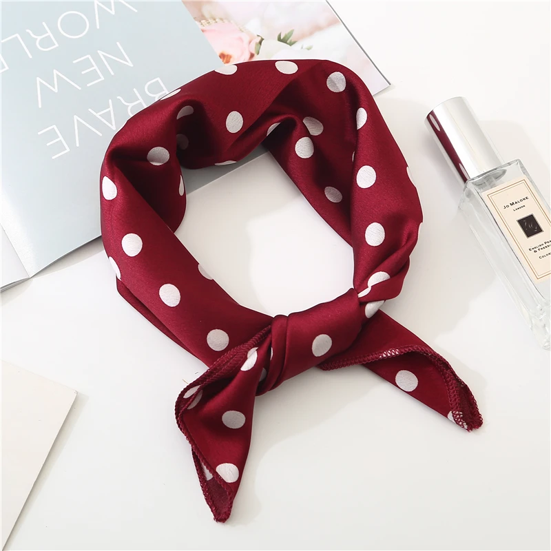 New Square Scarf Hair Tie Band For Business Party Women Elegant Small Vintage Skinny Retro Head Neck Silk Satin Scarf
