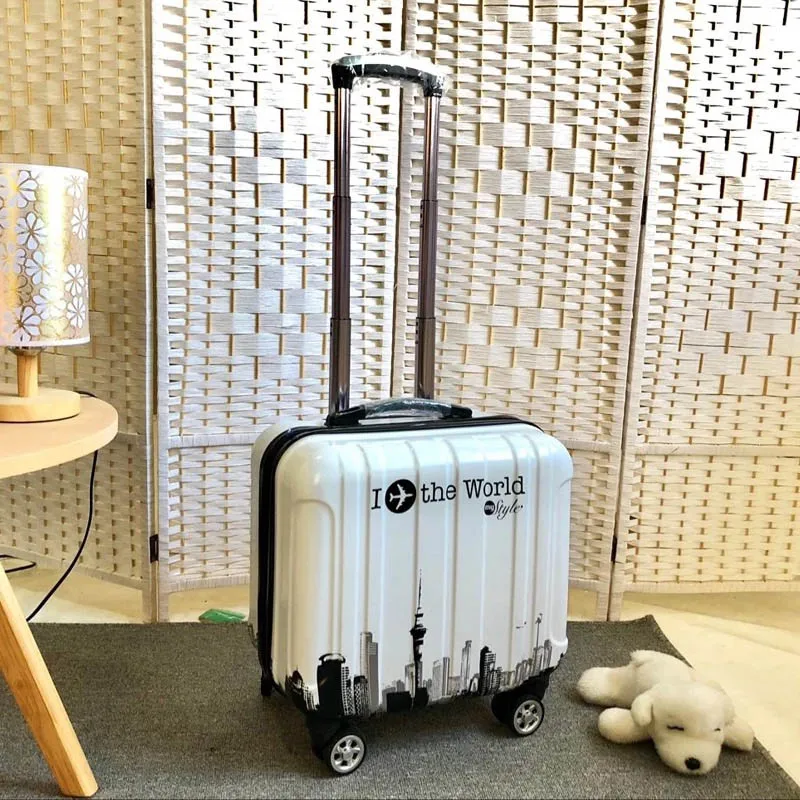 girl 18 inch rolling luggage boy Trolley suitcase Spinner Wheels Student school Luggage bag Boarding box kids hand Luggage bag