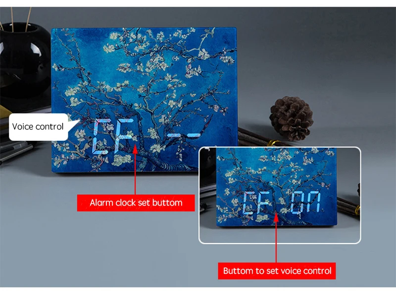 Ван Гог живопись тихий будильник цифровые электронные настольные часы со звуком голоса и функция пробуждения детей рядом с часами