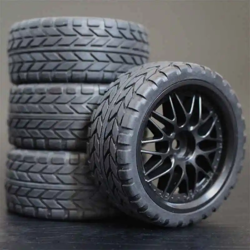 

4pcs RC Tyres 1/10 & Plastic Wheels 26mm Foam Insert For On Road Car HSP HPI Replacement Parts 1013