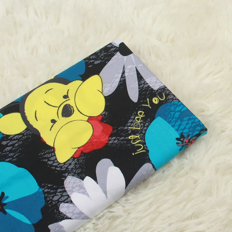 

140*50cmBee flower Winnie the Pooh 100%Cotton Sewing Fabric DIY Handmade Material Hometextile Patchwork For Bag