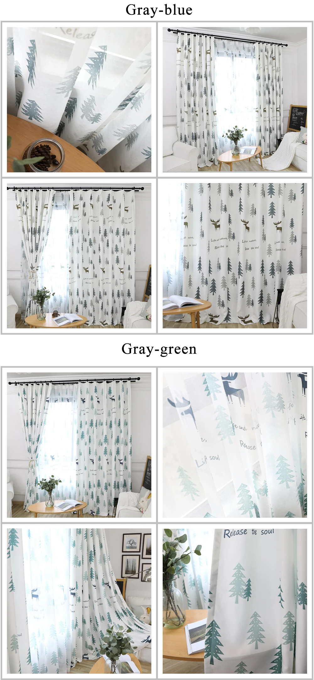 SZ095 NAPEARL All-match Cartoon Tree Kids Room Curtain Darkening Screening Drapes Classic Semi-shade Elegant Window Pencil Pleat Panel