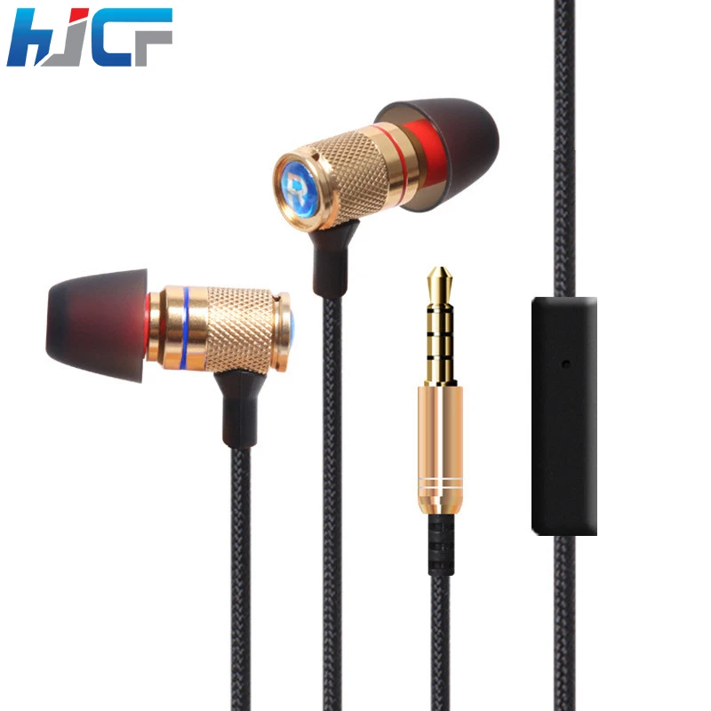 New HJCF Wire Earphone Noise Cancelling Metal Earbuds Steelseries