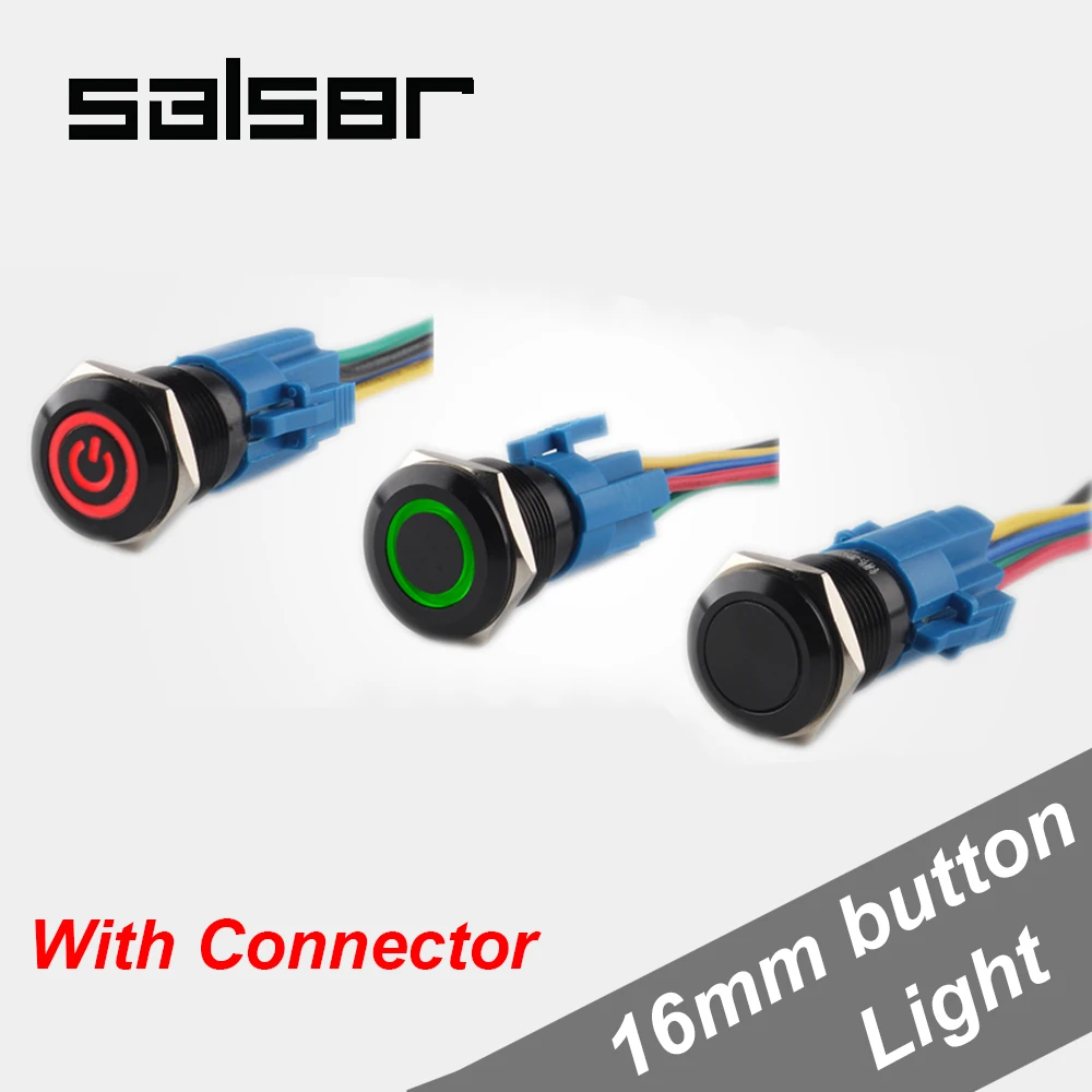 

16mm 5 Pins Hot Car Auto Metal LED Light Power Push Button Switch Red/Yellow/Blue/Green/White Self locking/Momentary On-Off