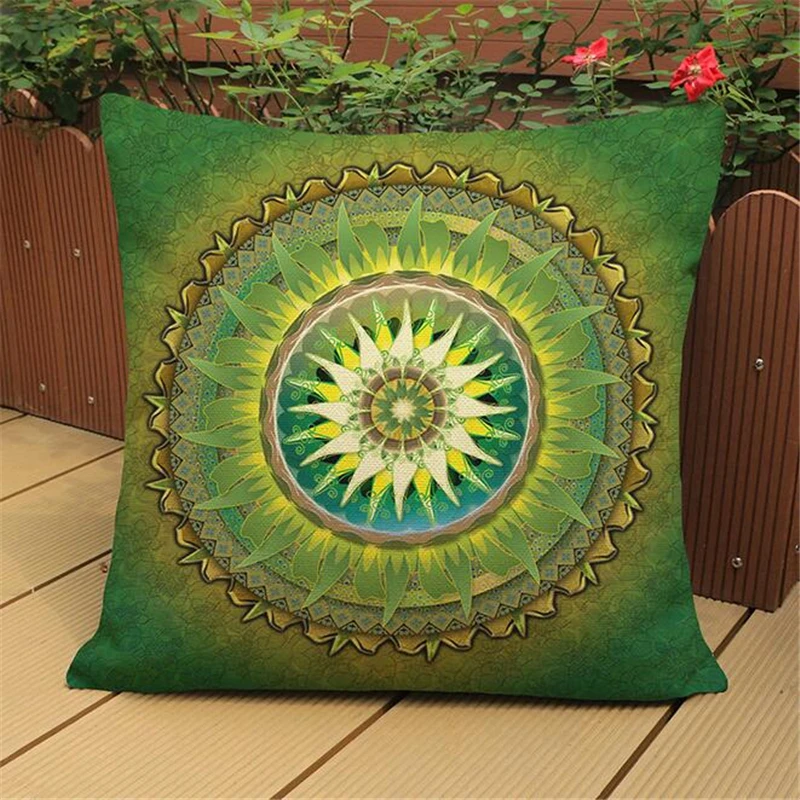 ماندالا نمط الطقوس الدينية الاعتقاد الكتان القطن رمي المخدة كنبة مكتب سيارة غطاء الوسادة 45x45 cm ديكور المنزل
