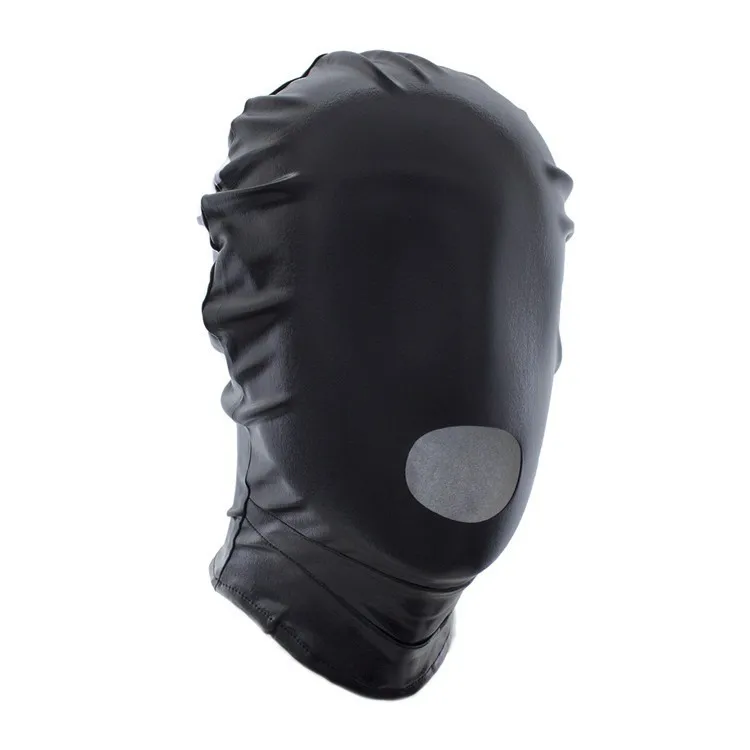 Spandex Wet Look Gothic Hood With Mouth Open Hole Gimp Restraint 