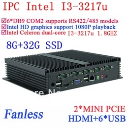 Промышленный Мини ПК i3 24 часа IPC Gigabit Ethernet 6 USB COM 8G RAM 32G SSD WIN7 WIN8 LINUX NAS free drive 7 hours |