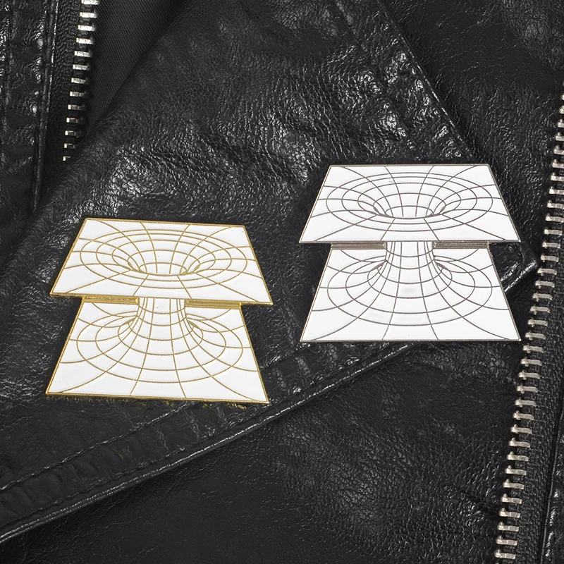 Геометрическая основа визуальная Иллюзия двойной слой золотистого и серебристого цвета твердая эмаль броши булавки на лацкан для пальто свитер рюкзак
