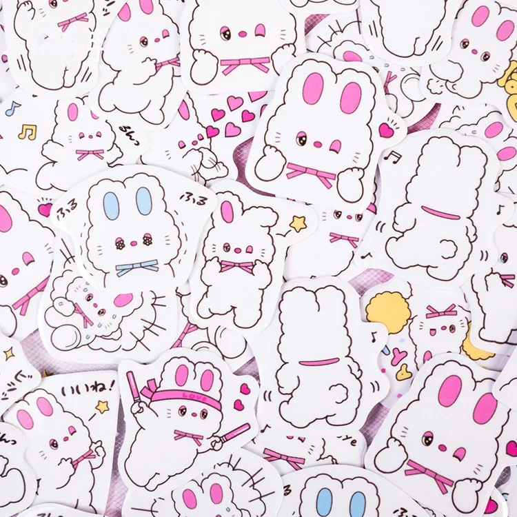 

Mohamm 100pcs/lot Cute Kawaii Rabbit Bullet Journal Scrapbook Label PVC Diary Stickers Scrapbooking
