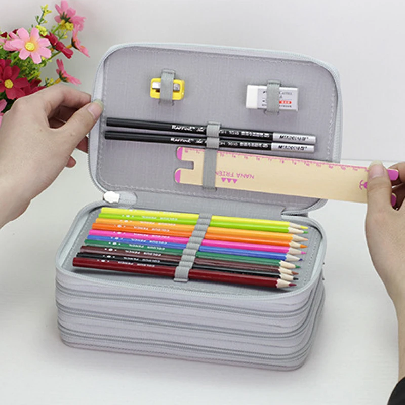 36/48/72 Holes Pencil Case For Drawing Painting Art Marker Pens Multifunction Large Capacity School Stationery Bag Pouch Supply