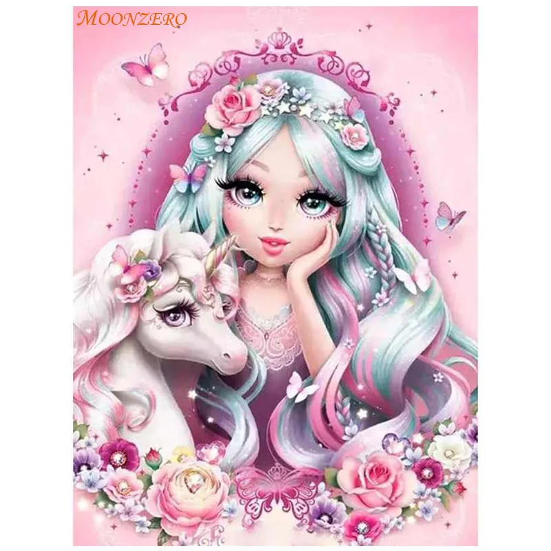

5D DIY Painting Diamond Embroidered Diamond "Girl and Unicorn" Picture Mosaic Diamond Cross Stitch Home Decoration Pendant