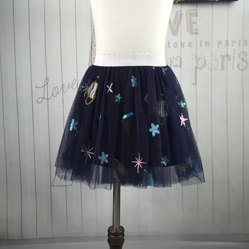 Fashion Toddler Girls Tutu Skirt Designer Galaxy Star Embroidery Tulle Pettiskirt Skirts Baby Girl Princess Skirt