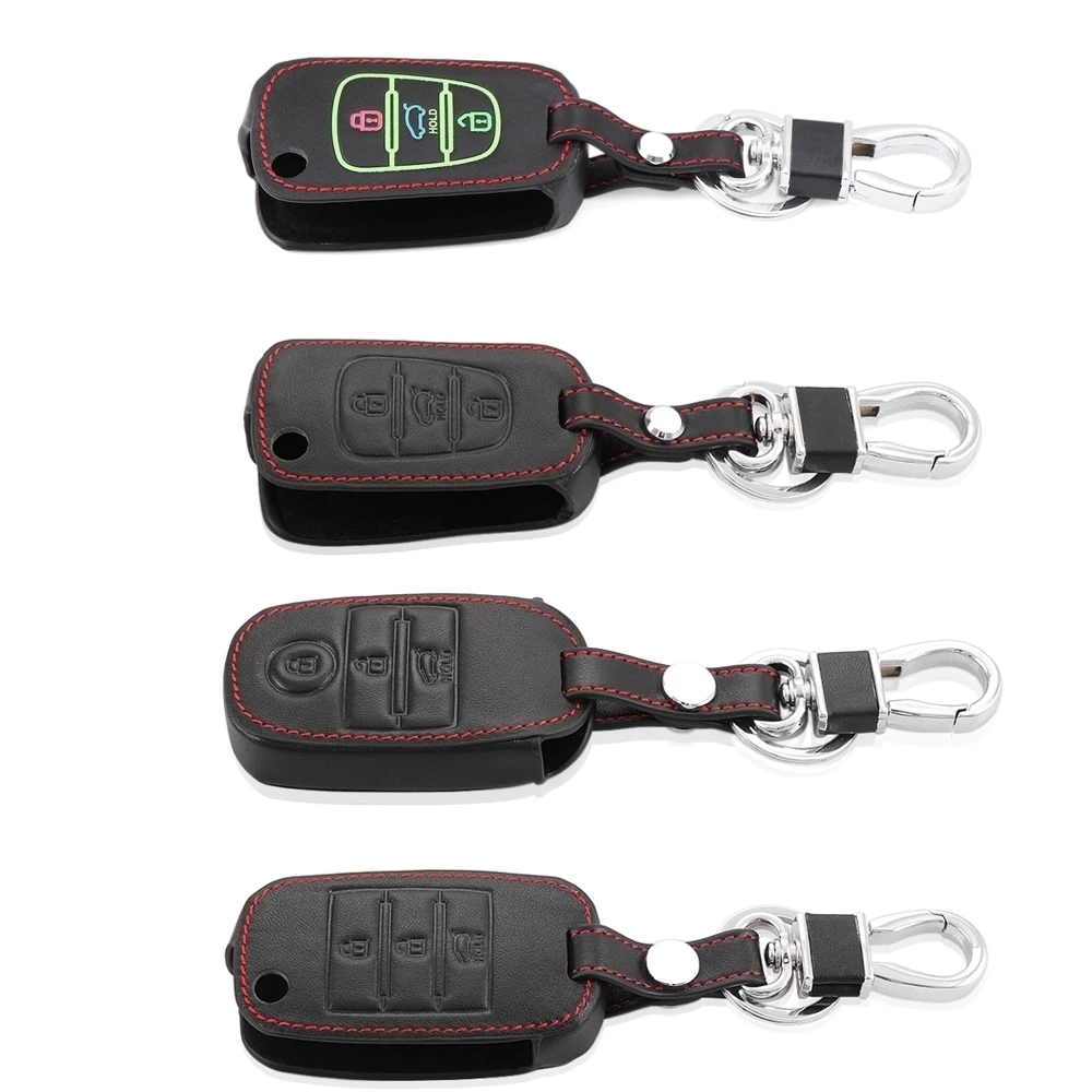 

Leather Car Key Case car key cover For KIA KX5 Rio Sportage QL ceed Sorento cerato Venga K2 K3 K4 K5 Key Ring Key Bag Keychain