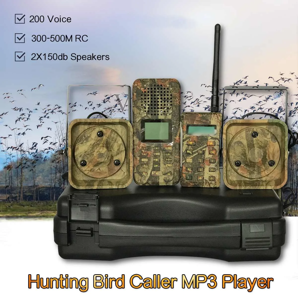 

2pcs 50w 150dB Loud Speakers 300m-500m Remote Hunting Bird Caller Duck Goose Firrie Sounds Decoy MP3 Player