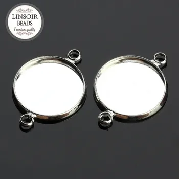 

10/12/14/16/18/20mm Silver Color Round Bracelets Connectors Pendants Base Blank Cabochon Settings Diy Jewelry Findings K0063