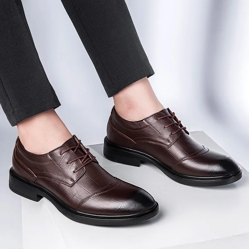 Genuine Leather Men Shoes Business Oxfords Men Casual Shoes Cow Leather Male Footwear Work Formal Shoes