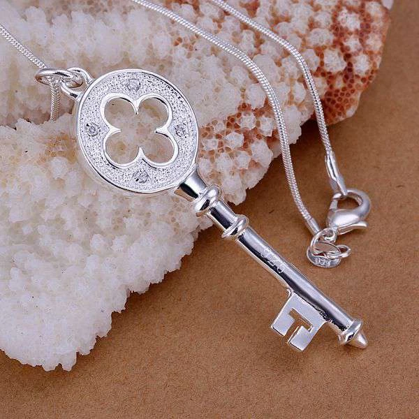 

P093 Free Shipping silver plated Necklace, 925 fashion silver jewelry Key Pendant /QOTMJFKY QOTMJFKY