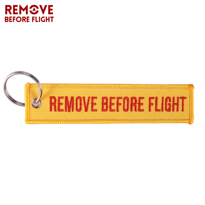

Remove Before Flight Keychain Orange Embroidery Key Ring Luggage Safety Tag Key Fob Motorcycle Car Key Chains for Aviation Gift
