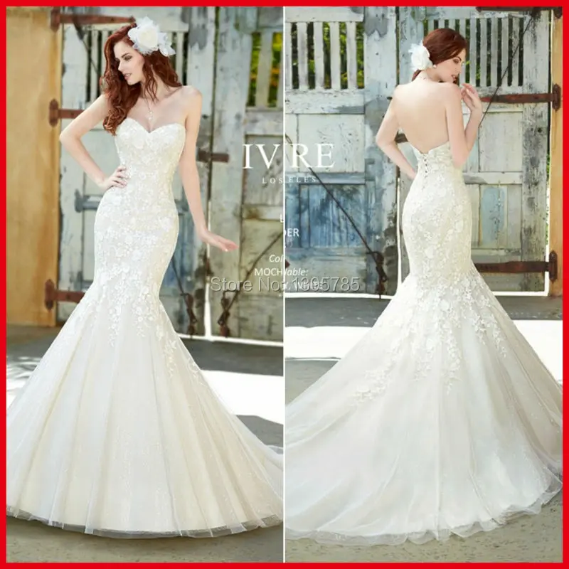 High Quality Sweetheart Appliques Little Mermaid White Dress Princess High Quality Sweetheart Appliques Little Mermaid White Dress Princess