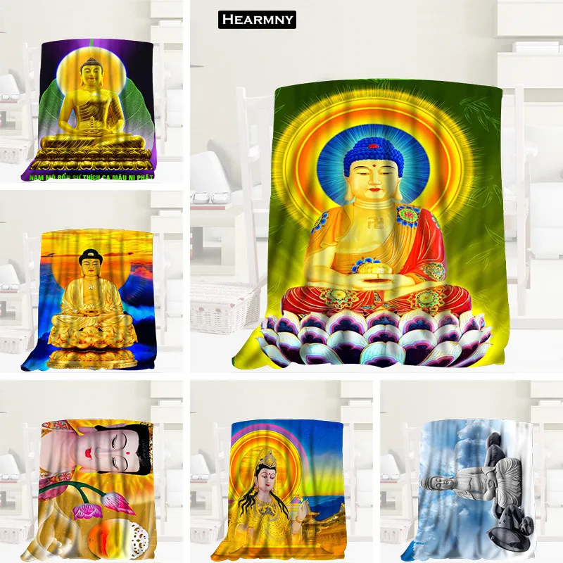 

Custom Buddha Blanket Flannel Fabric 120X160cm,150X180cm,175X200cm Sofa Bed Throw Blanket Adult Warm Blanket