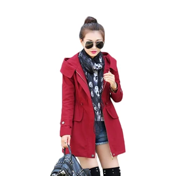 

Long Female Windbreaker 2020 Spring Autumn Casual Trench Coat Women Big Size Loose Coat Outwear Womens Overcoat Hooded Slim Coat