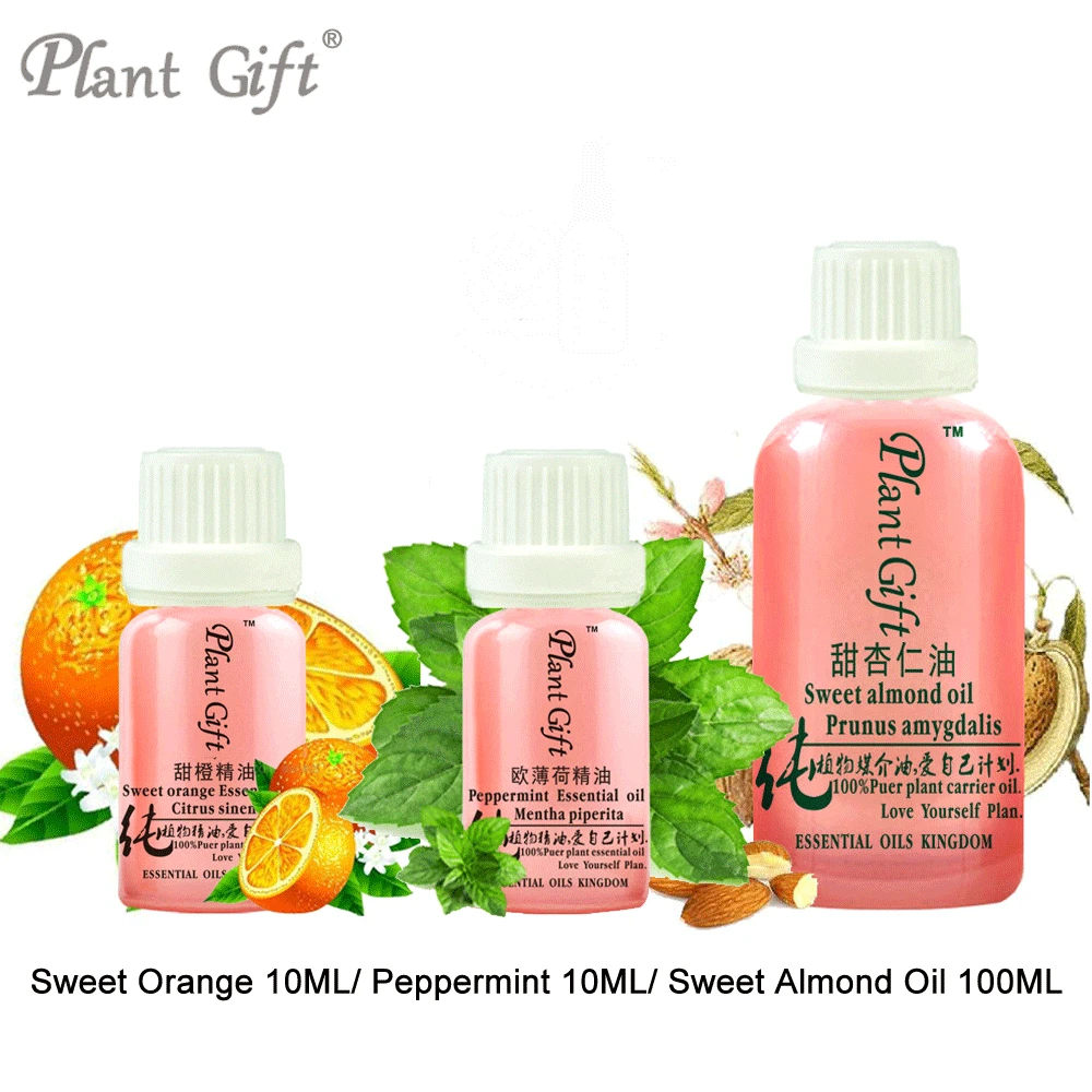 

100% Pure Plant Essential Oils Brazilian Imports Sweet Orange / Peppermint / Sweet Almond Oil 10ml Antidepressant Antibacterial
