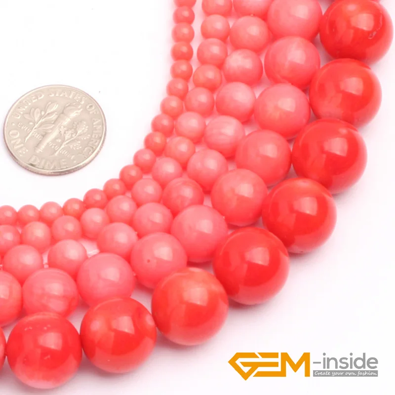 Round Pink Coral Beads Dayed By Natural White Coral Beads DIY Loose
