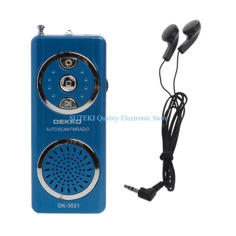

Portable Auto Scan FM Radio Receiver Clip With Flashlight Earphone 87-108MHZ