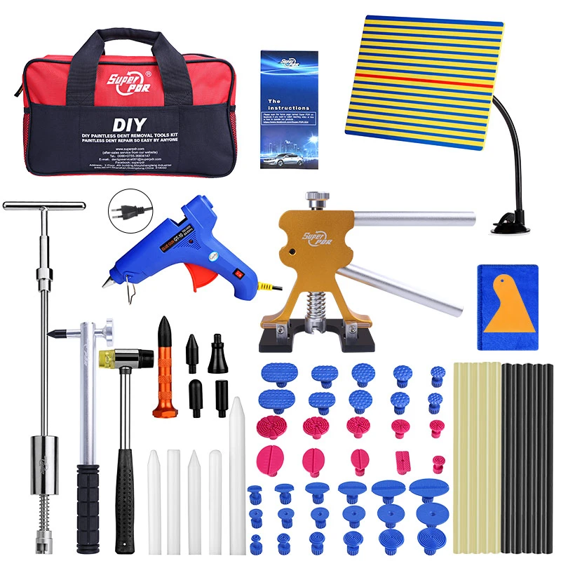 

Dent Repair Tool Set Dent Puller Kit Glue Gun LED Board Glue Sticker Tap Down Pen Tool Bags Removal Paintless