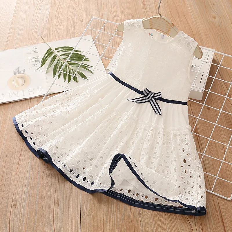 

Baby Sleeveless Dress 2019 Summer Dress New Girl's Waistcoat Round Collar Knee-Length Fashion Kids Dresses for Girls