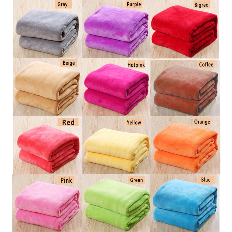 

Thicker Spring/Autumn Winter blankets flannel Blankets Solid Super soft for Sofa/Bed/Plane Travel Portable Blanket 12 color